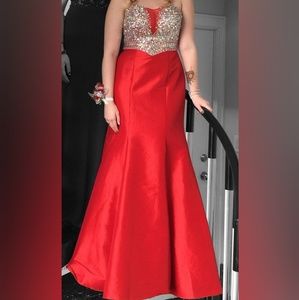 Red Mermaid Styled Prom Dress Like New